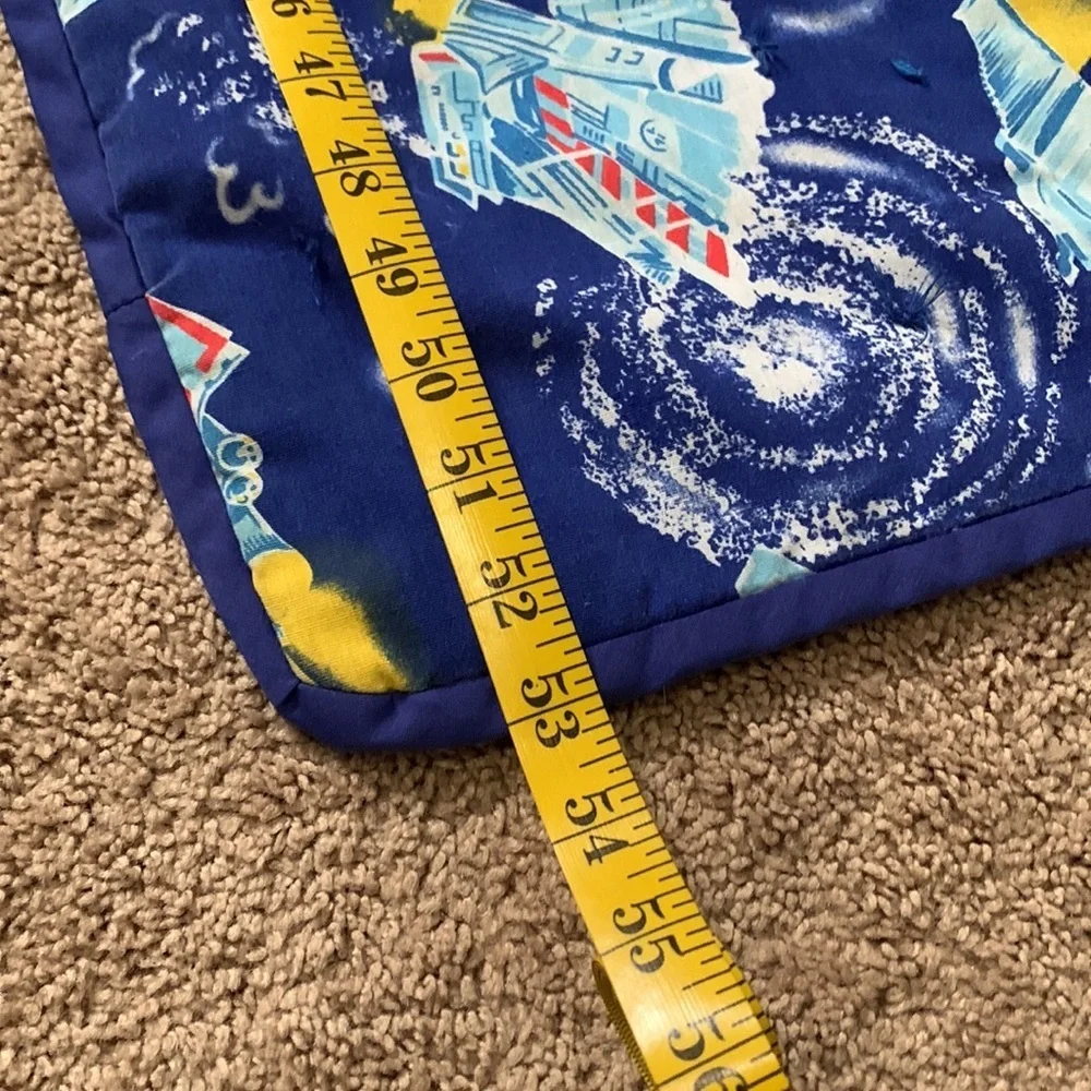 Vintage kids space themed homemade lightweight quilt blanket